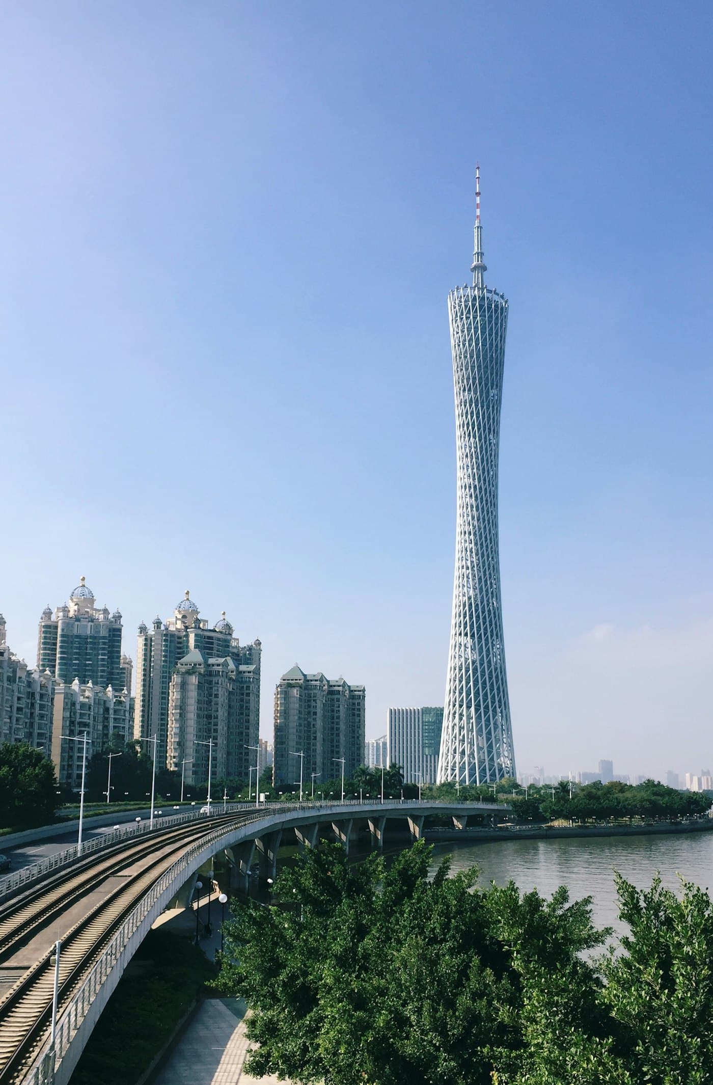 The Canton Tower rising over the river in Guangzhou