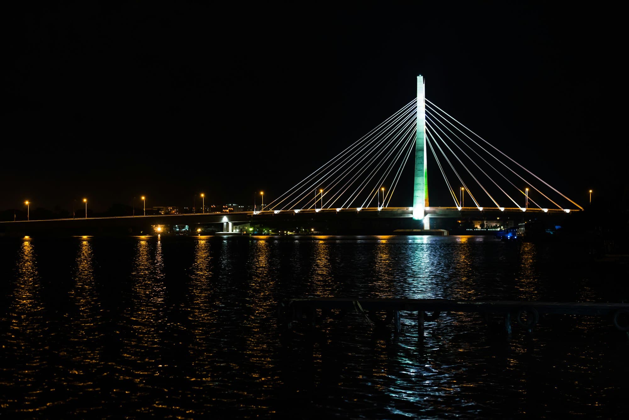 The Lekki-Ikoyi link bridge lit up at night